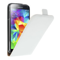 Кожен калъф FLIP за Samsung Galaxy S5 G900 / S5 Neo G903F бял